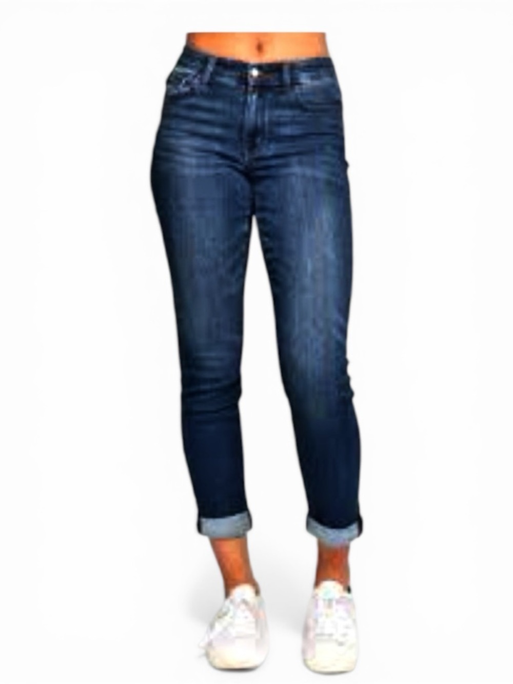 Judy Blue High Waist Dark Blue Wash Cuffed Ankle Jeans 5 Pocket Womens size 28